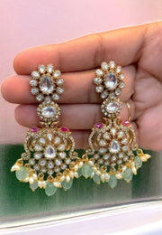 Beautiful earrings with kundan stone and uncut stone