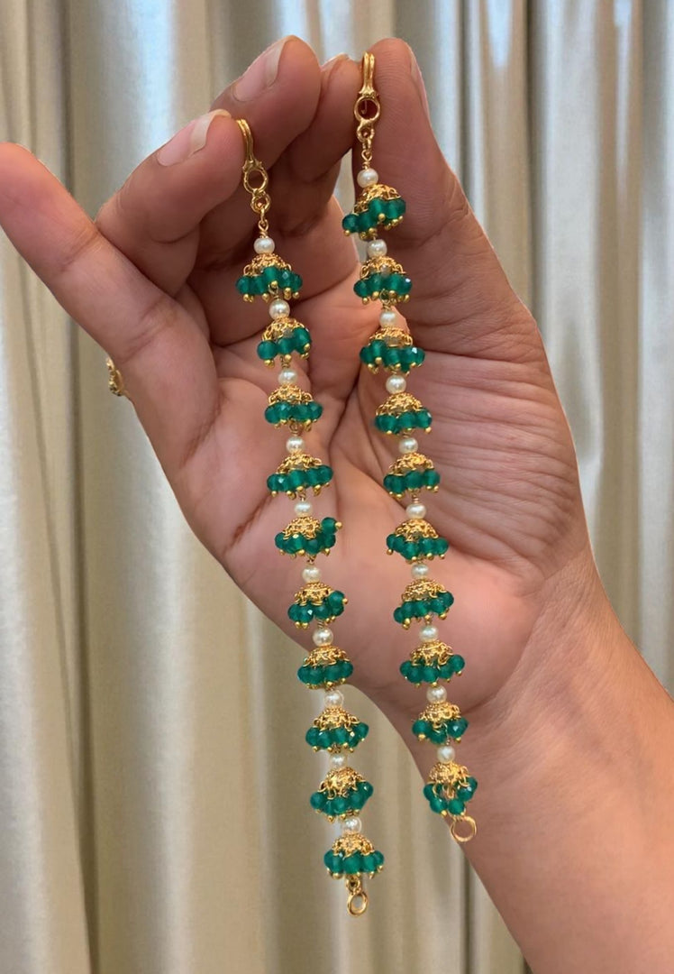 Beautiful champaswaralu with green beads