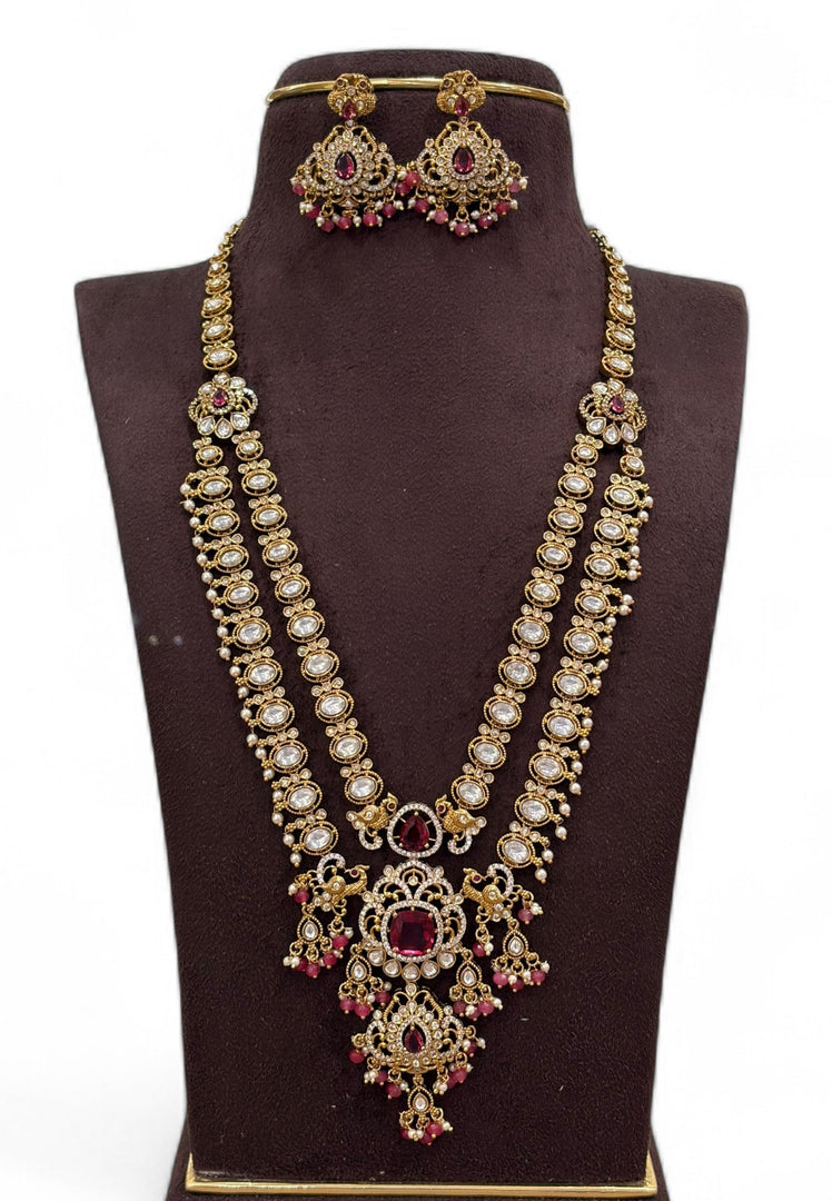 Beautiful two layer long haram with red stone