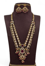Beautiful two layer long haram with red stone