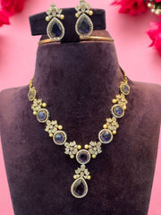 Stunning short necklace with lavender stone and Victorian polish