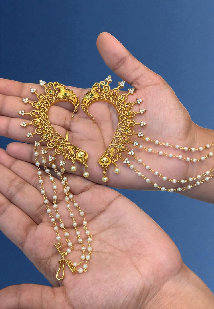 Beautiful earcuffs with champaswaralu