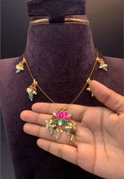 Beautiful invisible chain with kundan stone