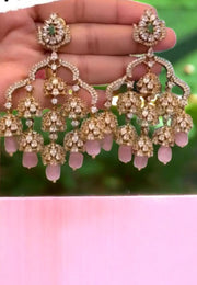 Beautiful earrings with pink stone