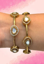 Load image into Gallery viewer, Stunning party wear bangles with green stone
