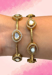 Stunning party wear bangles with green stone