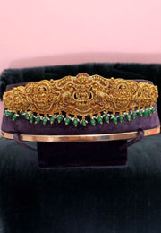 Traditional asta laxmi devi vaddanam with green beads