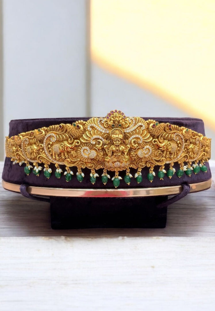 Nakshi 3d vaddanam adult size with green beads