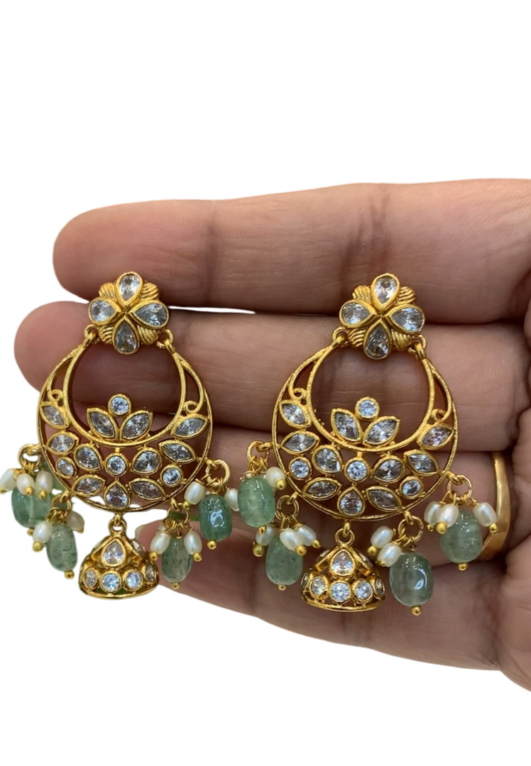 Beautiful earrings with green beads