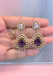 Beautiful earrings with purple colour stone -perfect for any occasion