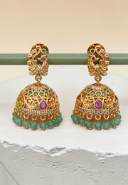 Traditional jumkhas with green beads