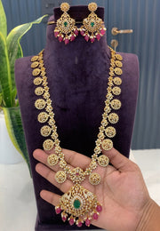 Beautiful bottumala design long haram with ruby beads
