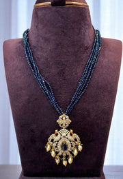 Beautiful pearls chain with royal blue beads and stunning pendant
