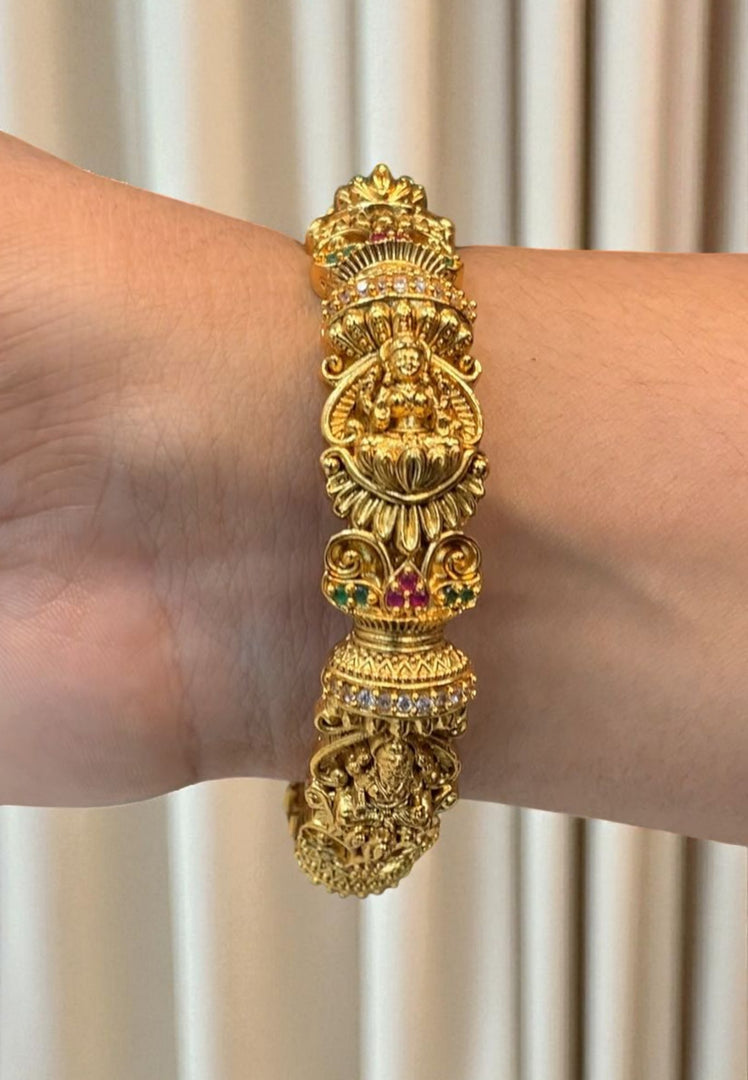 Traditional kada bangle with god Laxmi Devi motive