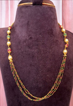 Load image into Gallery viewer, Beautiful pearls Mala with green and maroon colour beads

