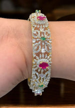 Load image into Gallery viewer, Beautiful Gj polish bangles with ruby and green colour stone -perfect for any occasion
