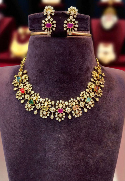 Beautiful navaratna short necklace with Victorian polish