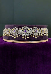 Beautiful trending gj polish hip belt with purple colour stones -perfect for any occasion