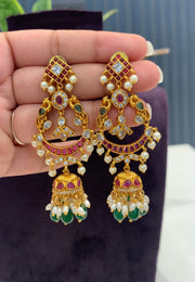 Beautiful jumkhas with green beads