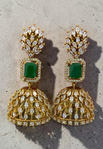 Load image into Gallery viewer, Beautiful victorian polish jumkhas with green stone