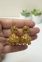 Beautiful mini jumkhas with green and pink stone