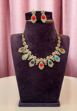 Load image into Gallery viewer, Beautiful short necklace with Navratna stones
