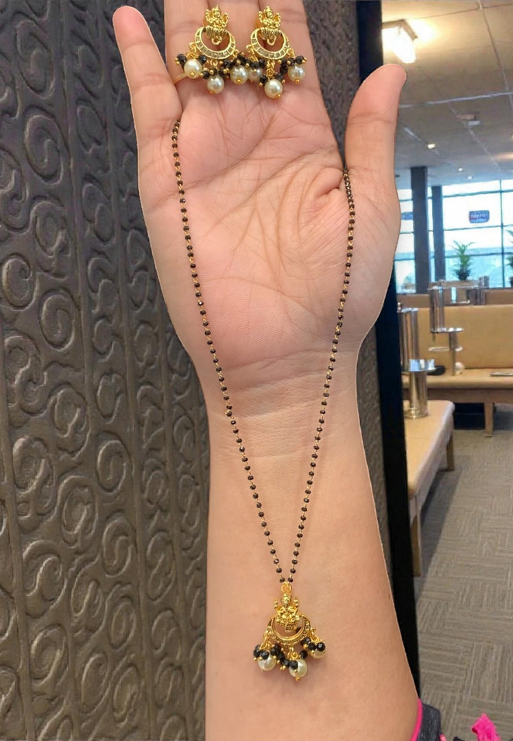 Beautiful black beads chain with earrings