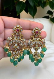 Beautiful earrings with green beads