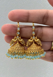 Beautiful jumkhas with green beads