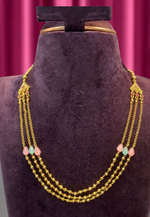 Load image into Gallery viewer, Stunning three layer chandraharam necklace with pink and blue stone

