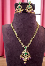 Load image into Gallery viewer, Lavender beads necklace with beautiful earrings
