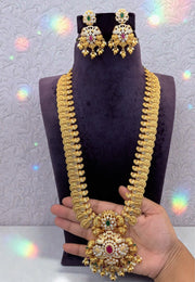 Traditional long haram with green and pink stone