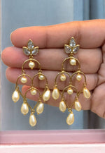 Load image into Gallery viewer, Stunning earrings with pearls and white stones -perfect for any occasion

