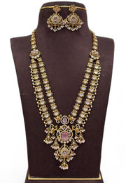 Beautiful two layer long haram with red stone