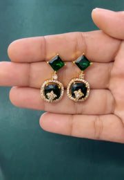 Beautiful zircon earrings with uncut stone