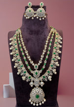 Load image into Gallery viewer, Beautiful gj polish three layer necklace with ruby and white combination
