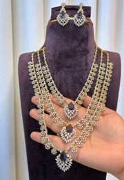 Beautiful three layer gj polish long haram with green stone