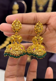 Beautiful jumkhas with green beads