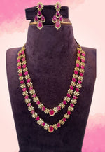 Load image into Gallery viewer, Beautiful Victorian two layer necklace with pink stones -perfect for any occasion
