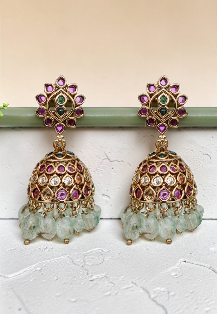 Traditional jumkhas with green stone