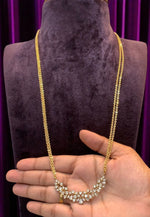 Load image into Gallery viewer, Beautiful long simple chain with uncut stone pendant
