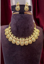 Load image into Gallery viewer, Beautiful chocker type necklace with gold finishing and pairing with beautiful earrings
