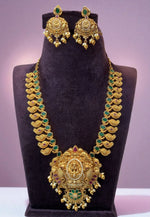 Load image into Gallery viewer, Traditional nakshi short haram with mango design and green stone
