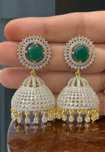 Load image into Gallery viewer, Beautiful Victorian polish medium size jumkhas with green stone
