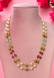 Double step pearls chain with nakshi balls and beads