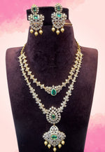 Load image into Gallery viewer, Gj polish necklace with two layer and green stone -perfect for any occasion
