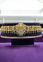 Load image into Gallery viewer, Beautiful 3d vaddanam adult size with green stone
