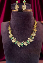 Load image into Gallery viewer, Beautiful short party wear necklace with green and pink stone
