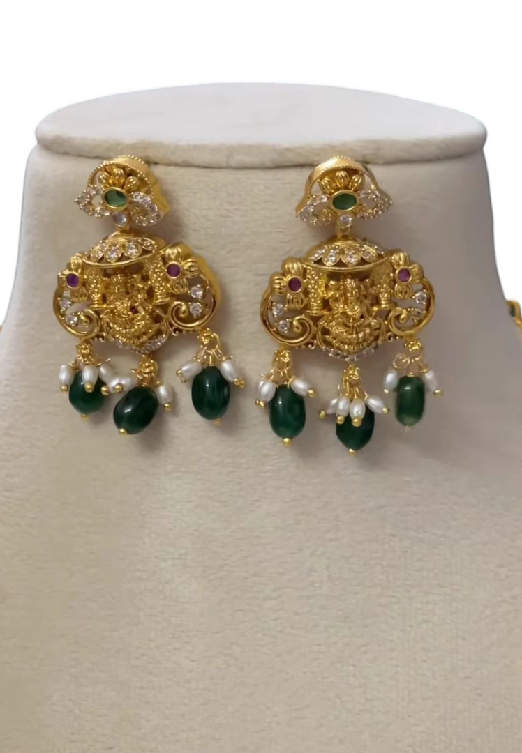 Beautiful long haram with green and Ruby stones