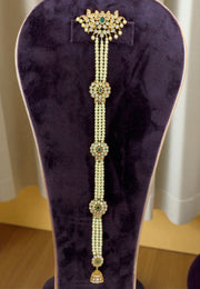 Beautiful hair accessories with pearls and green stone